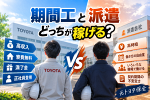 【元トヨタ保全が解説】期間工と派遣、どっちが稼げる？給料・手当・仕事内容の違いを比較