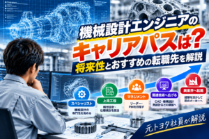 【元トヨタ社員が解説】機械設計エンジニアのキャリアパスは？将来性とおすすめの転職先